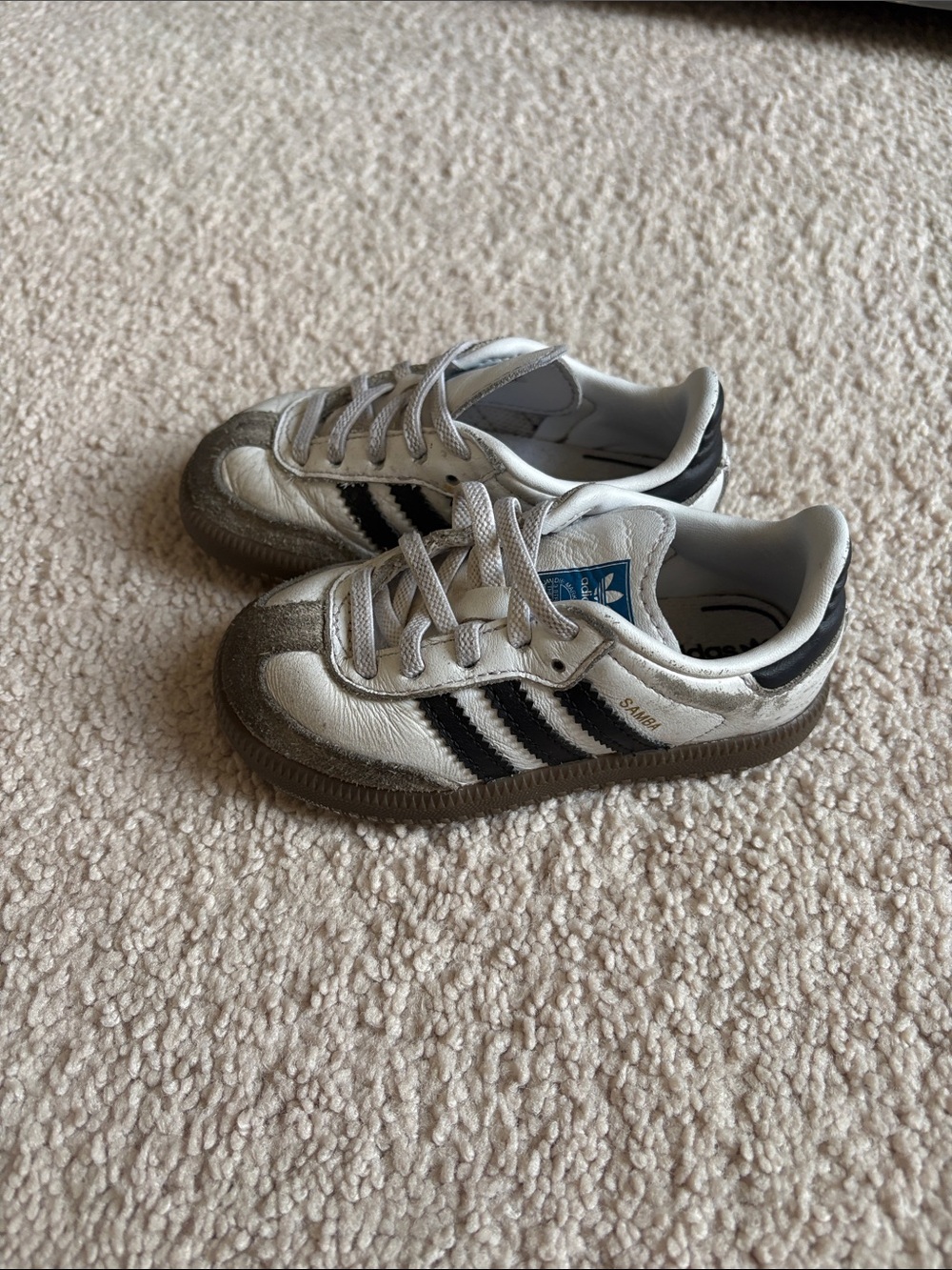 adidas Samba Kids White and Black Samba-Style Sneakers